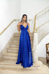 VESTIDO ALCINHA COM DECOTE FENDA LISO VESTIDO DE FESTA PETRA FINA